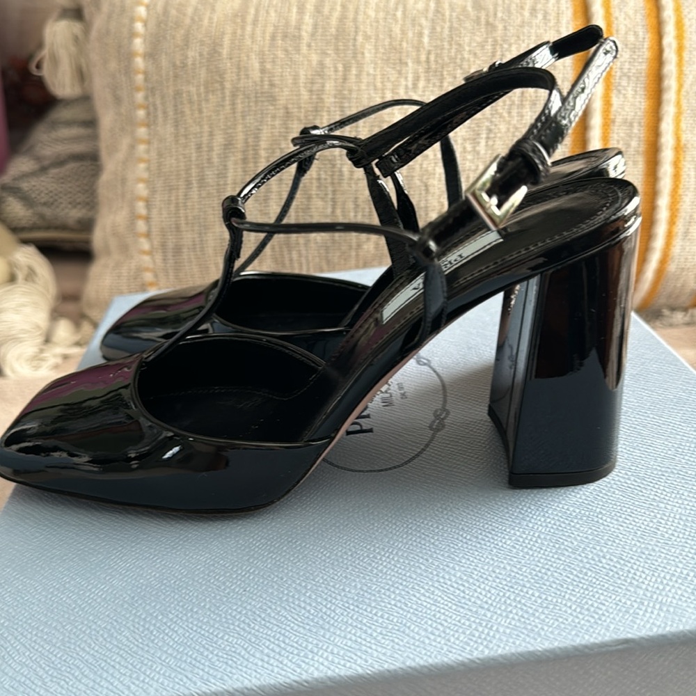 PRADA Slingback Pumps Black Patent Size 36 - Picture 8 of 12